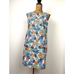 Anthropologie Tabitha Webb Dress Womens 8 Pineapple‎ Print Red Blue White Sheath